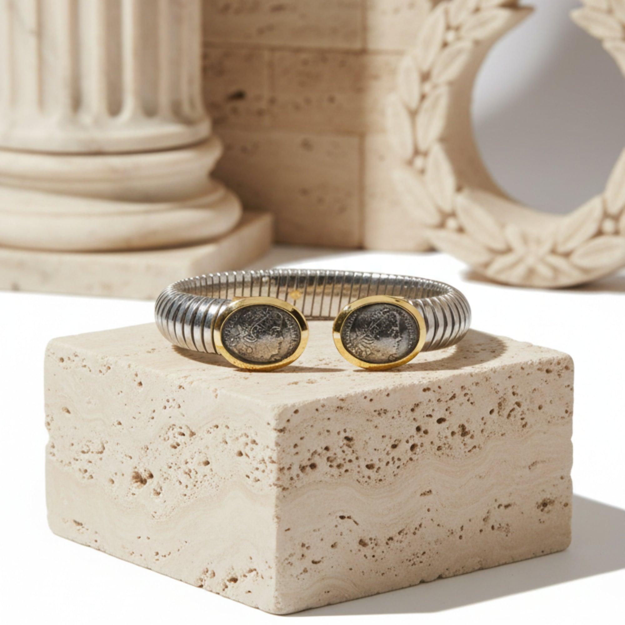 古代コインの銀と金のブレスレット販売中 – Museum Shop Italy