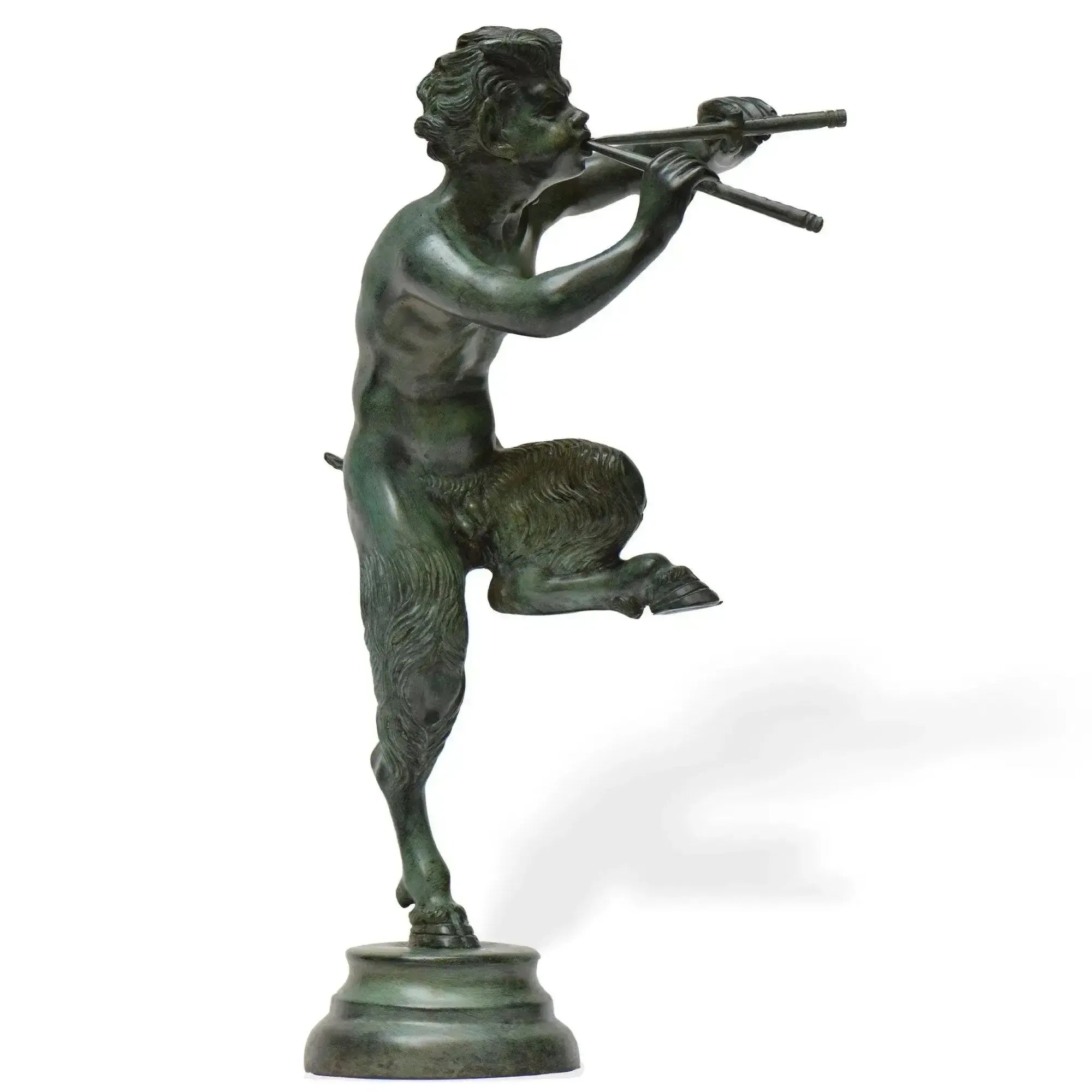 青銅製の笛を持つファウヌス像 - 高さ40.5 cmの彫像 – Museum Shop Italy