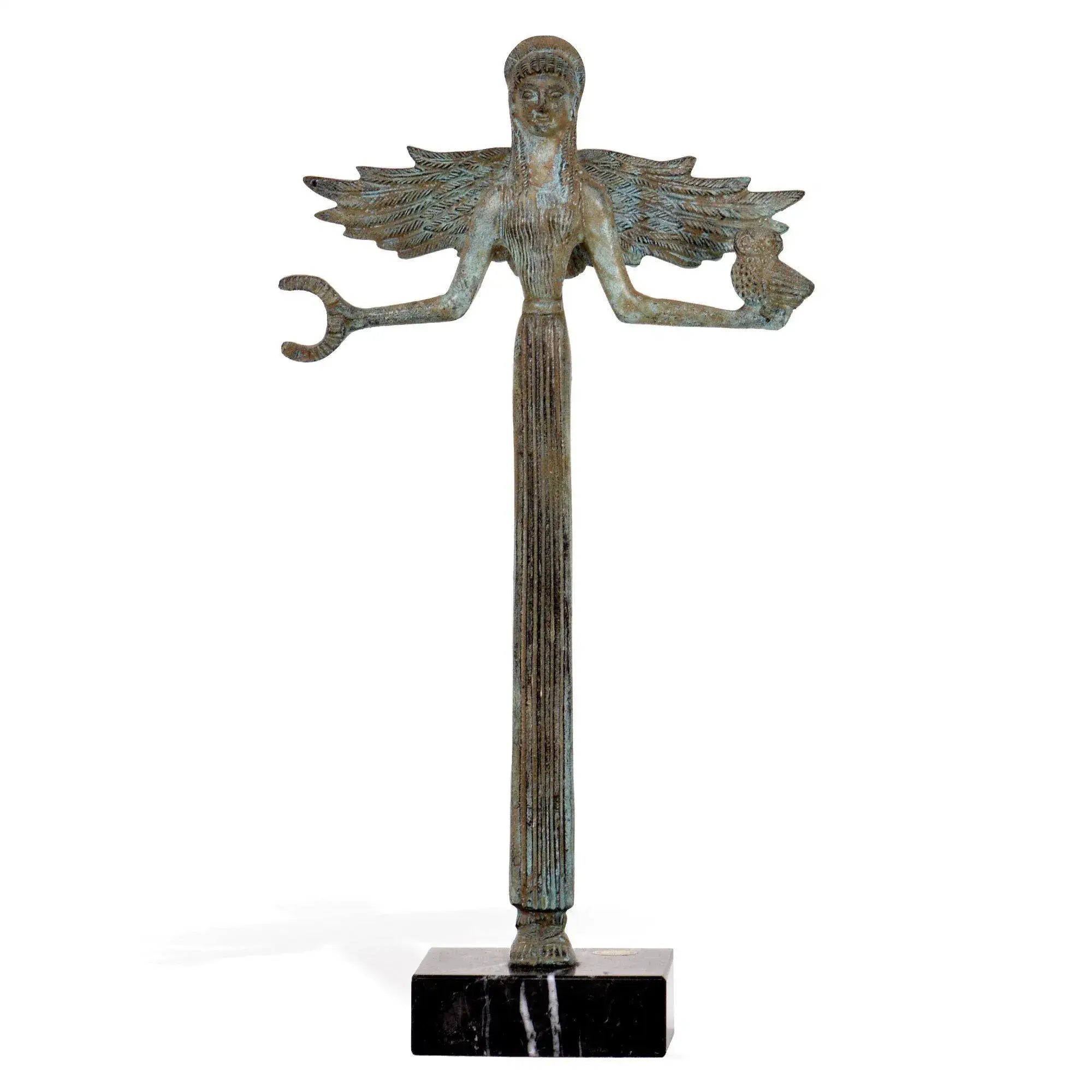 Winged Nike of Samothrace Bronze Statuette and Marble Base