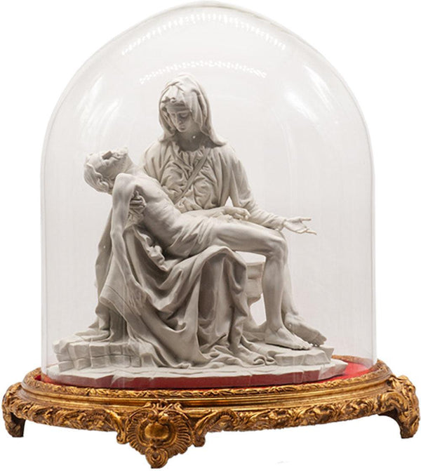 Pietà di Michelangelo - Statua in porcellana bisquit di Capodimonte con campana di vetro