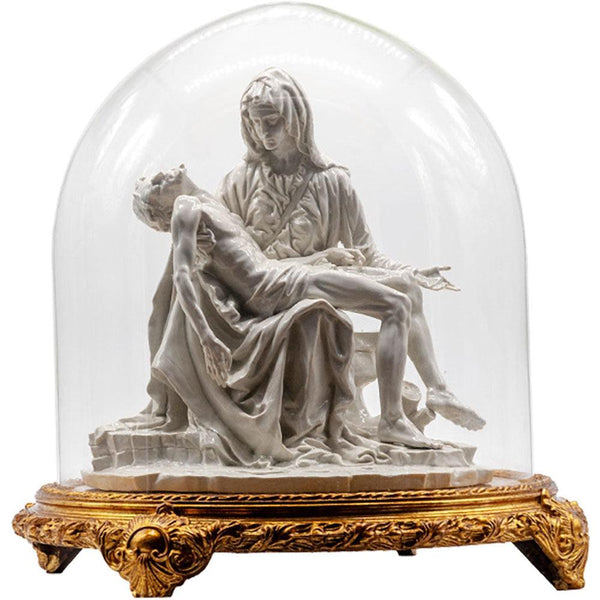 Pietà di Michelangelo - Statua in porcellana lucida di Capodimonte con campana di vetro