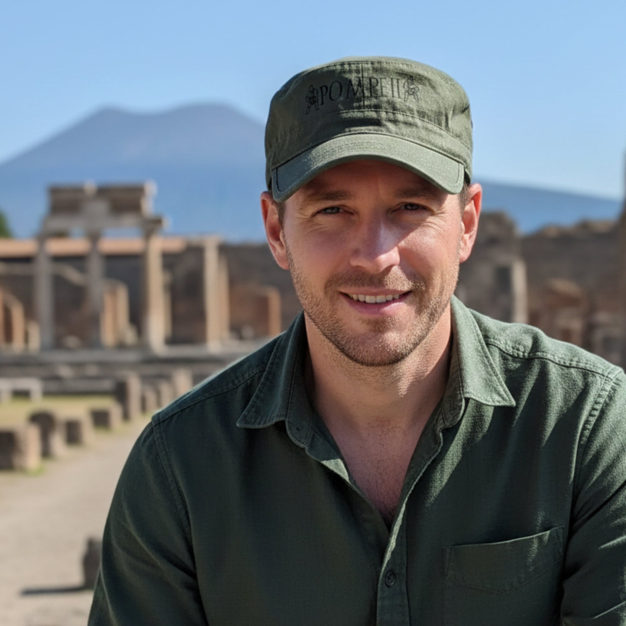 Cappello Pompeii verde in cotone