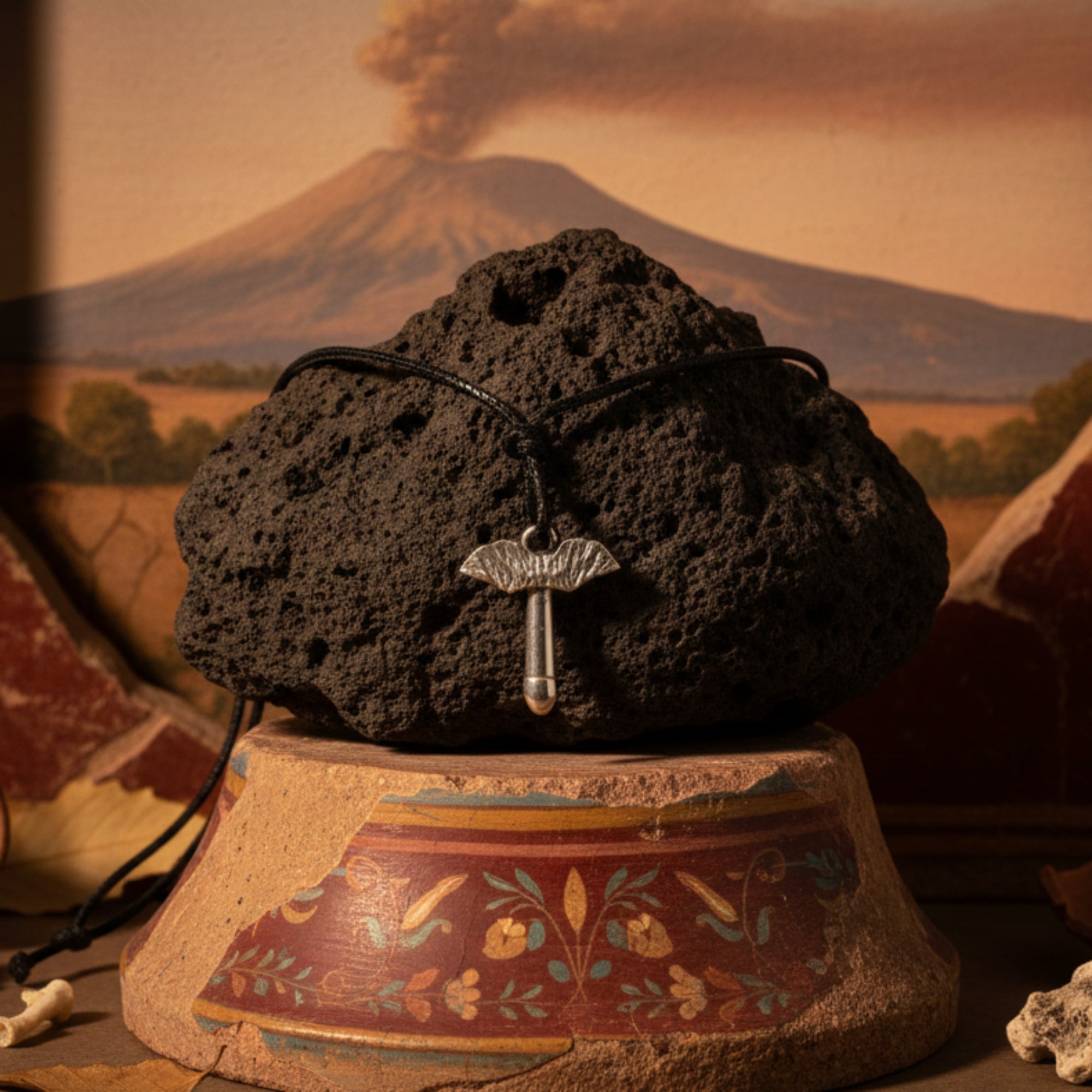 ポンペイの中型翼付きファロのペンダント