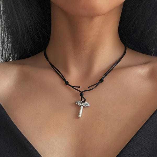 Collana filo stoffa con Fallo Alato grande di Pompei