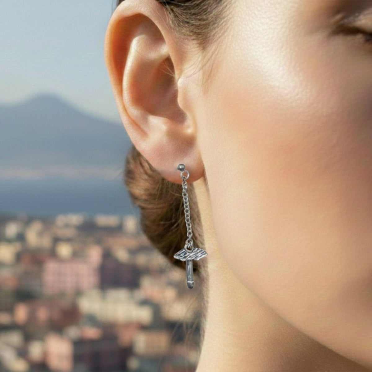 TOUPOP Orecchini Pendenti In Argento Sterling 925 Con Opale: Design Chiave Di Violino E Cuore, Ipoallergenici