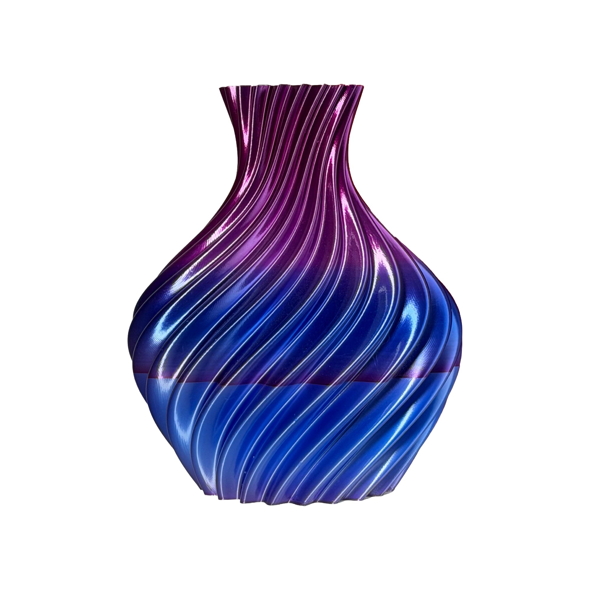 Vaso bombato blu/viola su sfondo chiaro