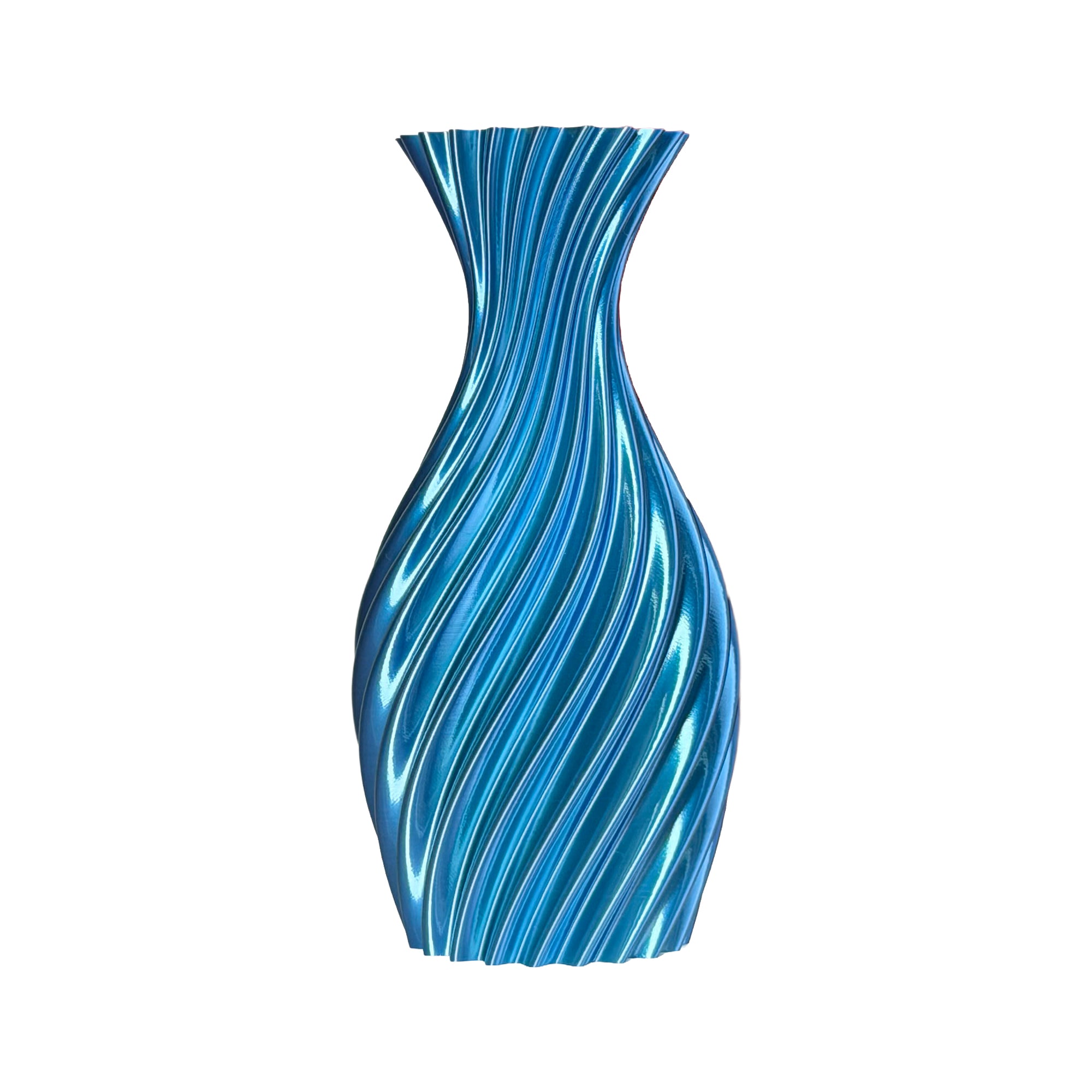 Vaso stretto blu/tiffany su sfondo chiaro