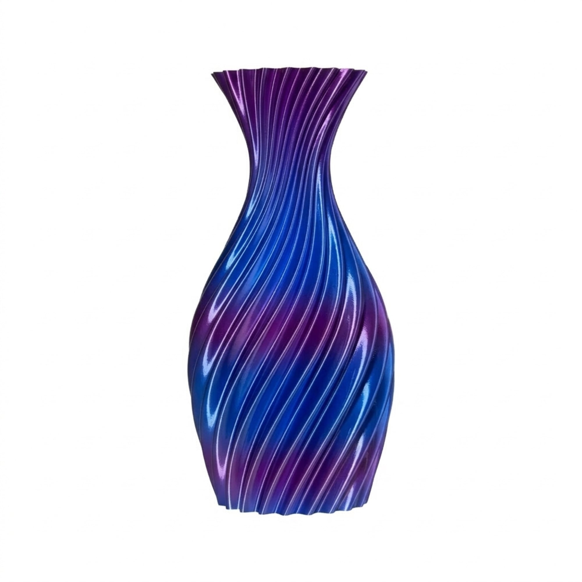 Vaso stretto blu/viola su sfondo chiaro