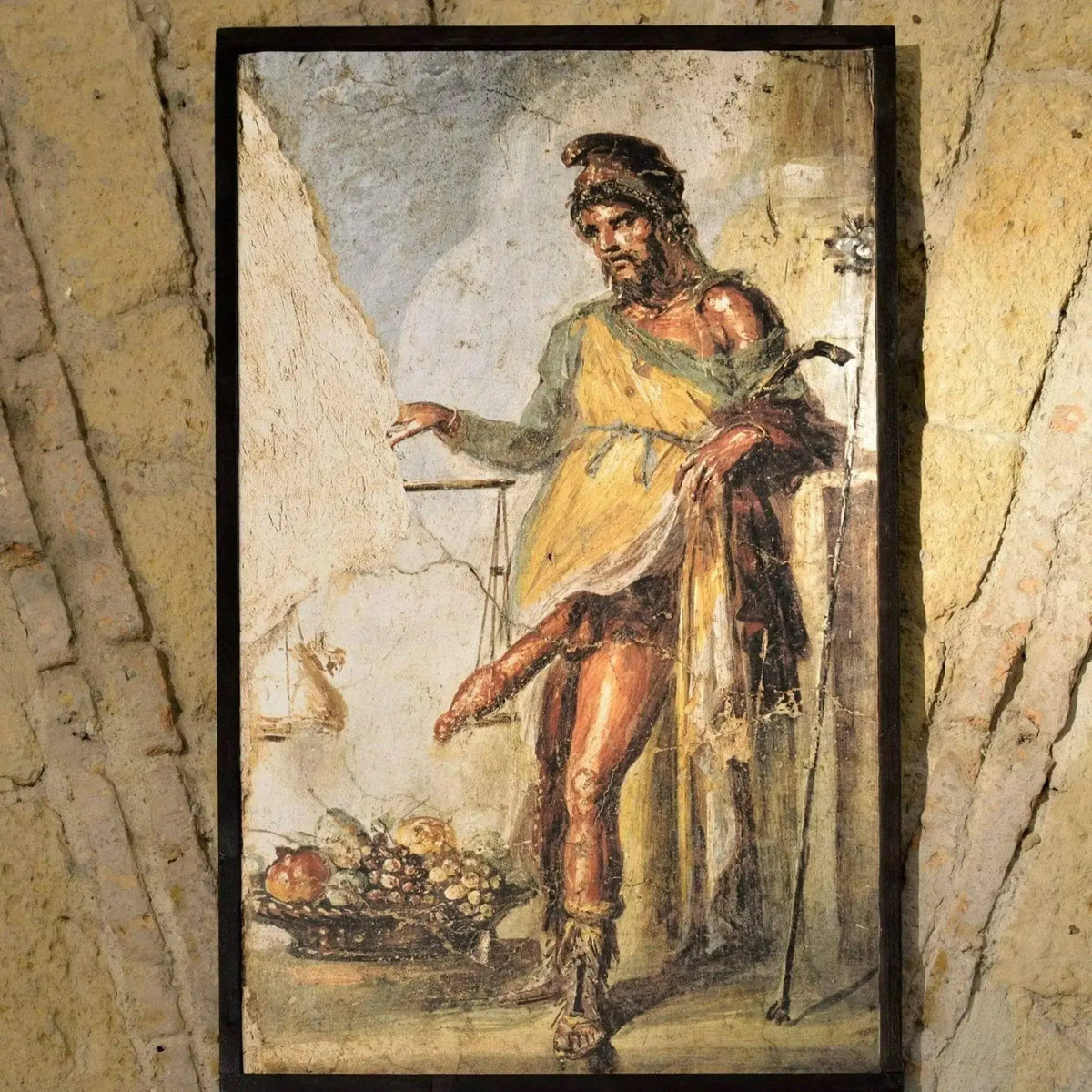 Fresco Príapo dios de la fertilidad Pompeya