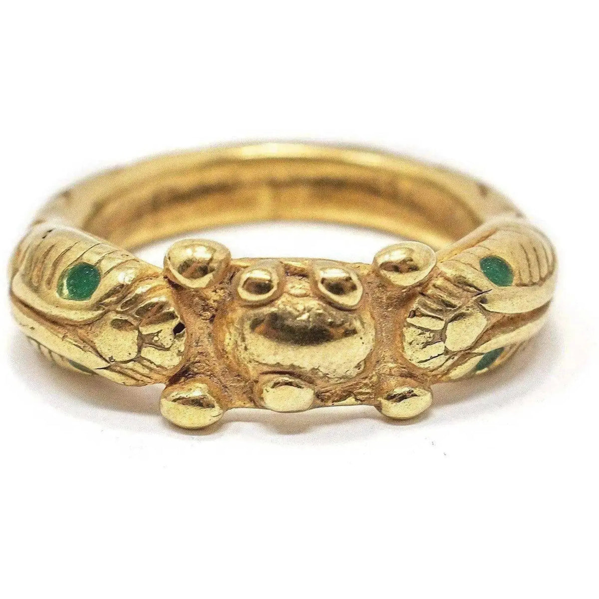 Anillo con forma de serpiente en plata bañada en oro de 18K, estilo vintage