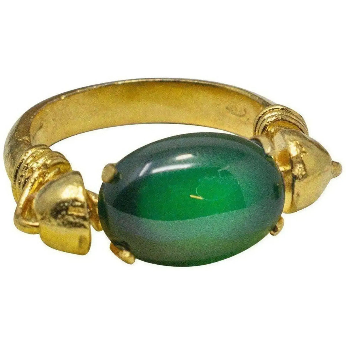 Gold ring with natural green stone