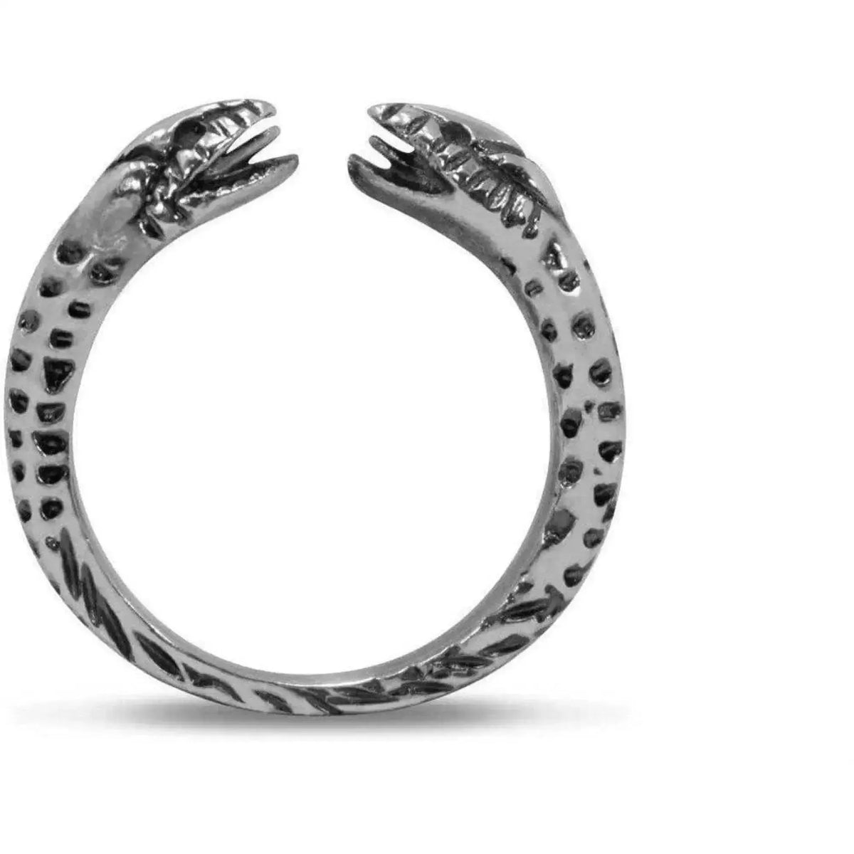 Two-headed snake silver ring