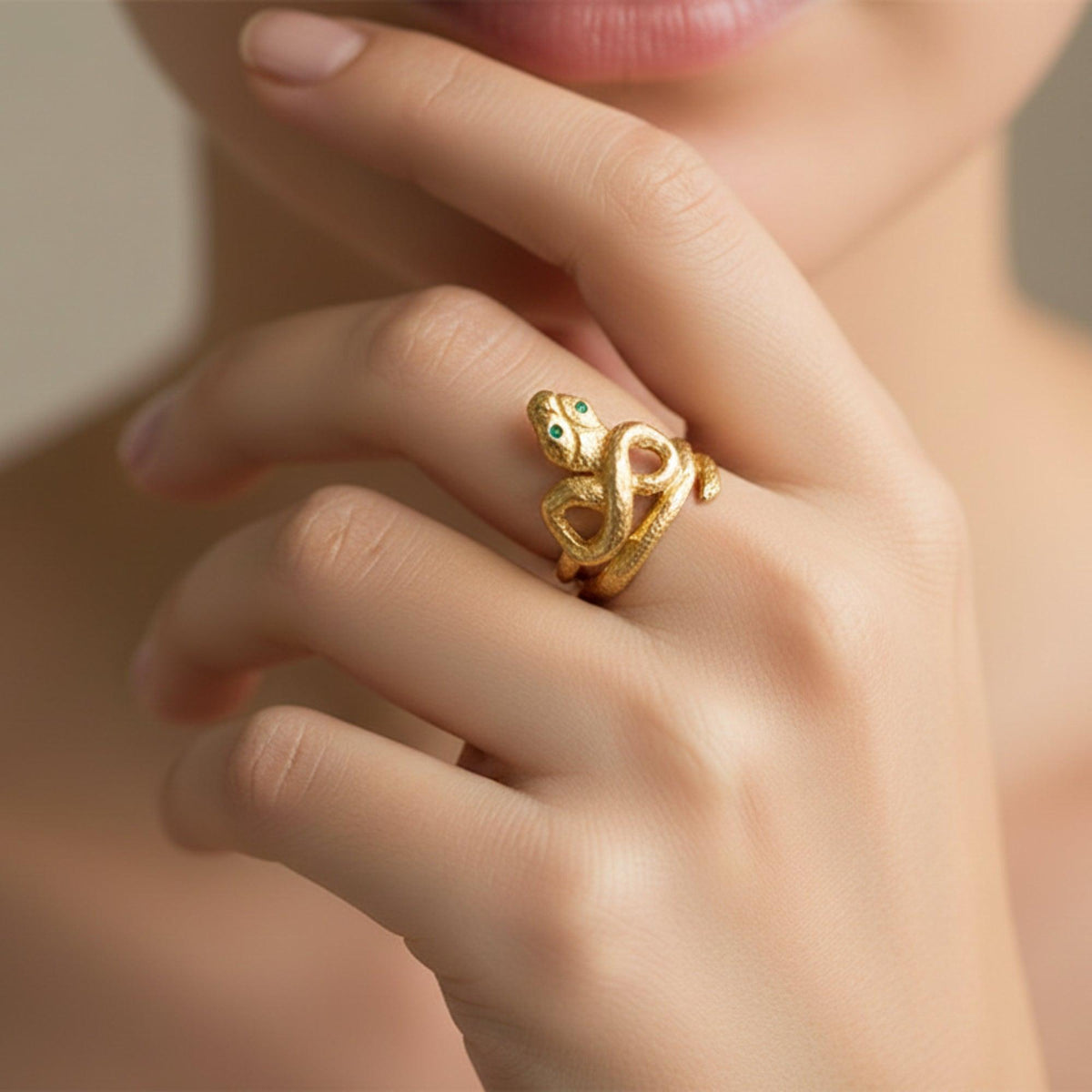 Anillo Serpiente trenzado de Pompeya en Plata 925 chapado en Oro 18K  