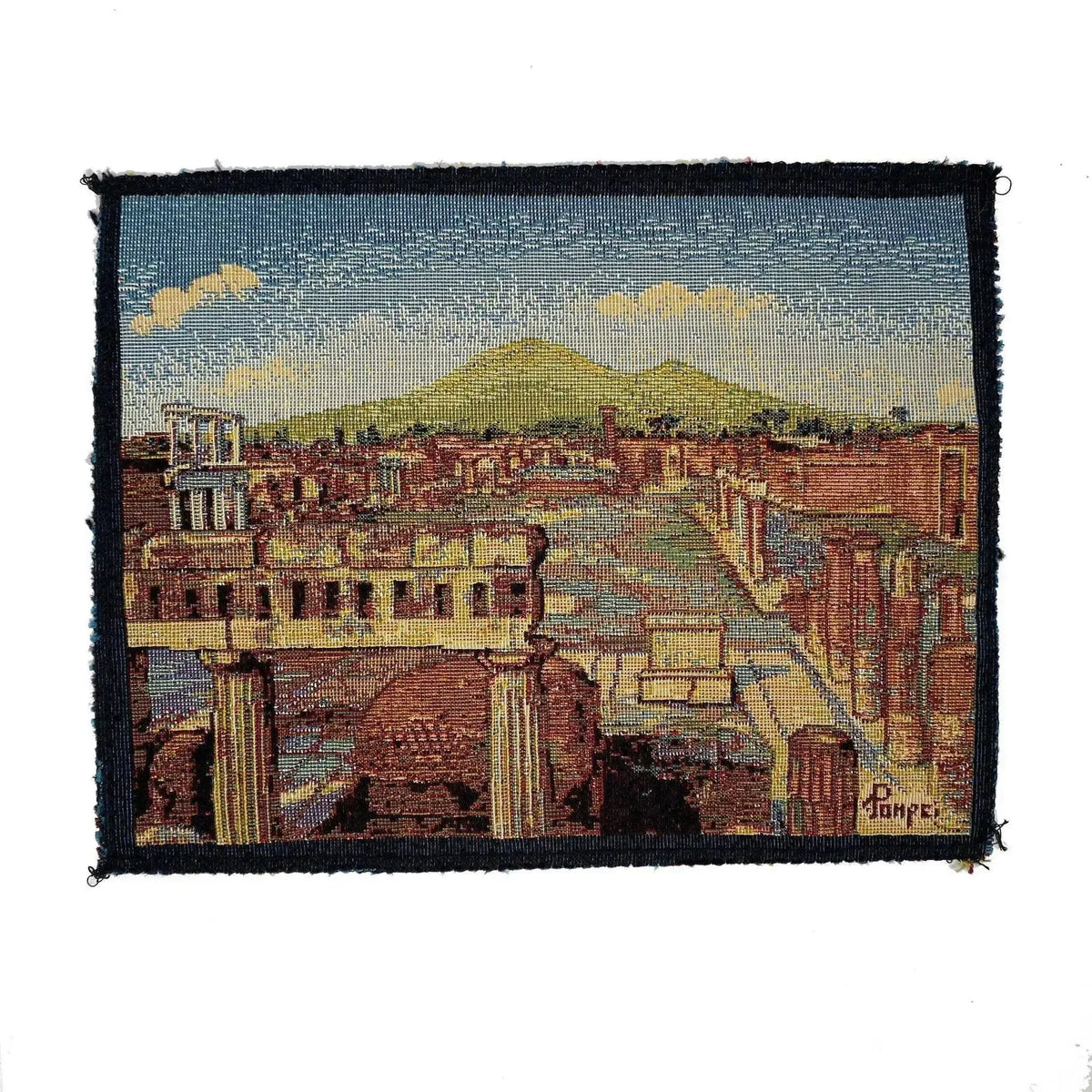 Mouse pad in arazzo jacquard con veduta di Pompei e Vesuvio sullo sfondo