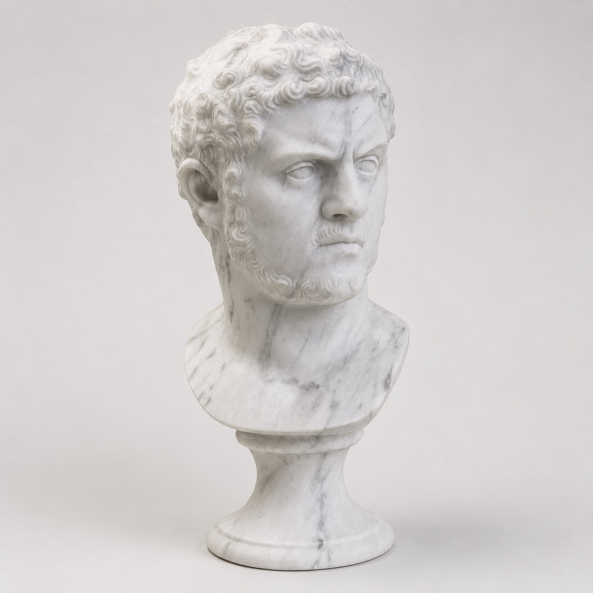Caracalla - Carved Head in Carrara Marble 26 cm