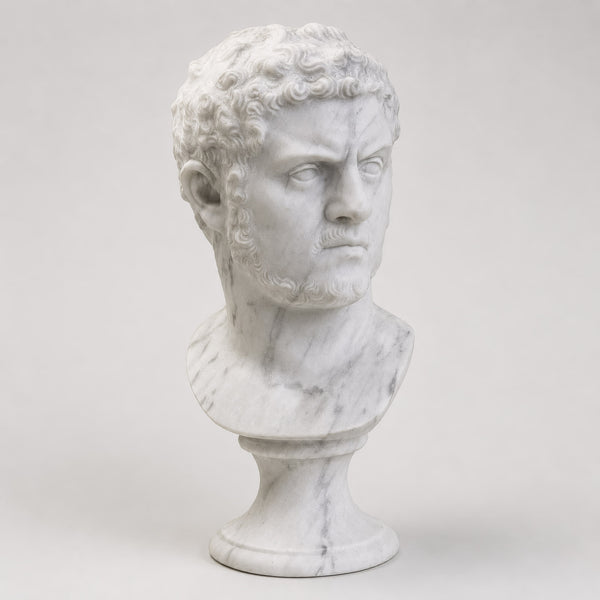 Caracalla - Carved Head in Carrara Marble 26 cm