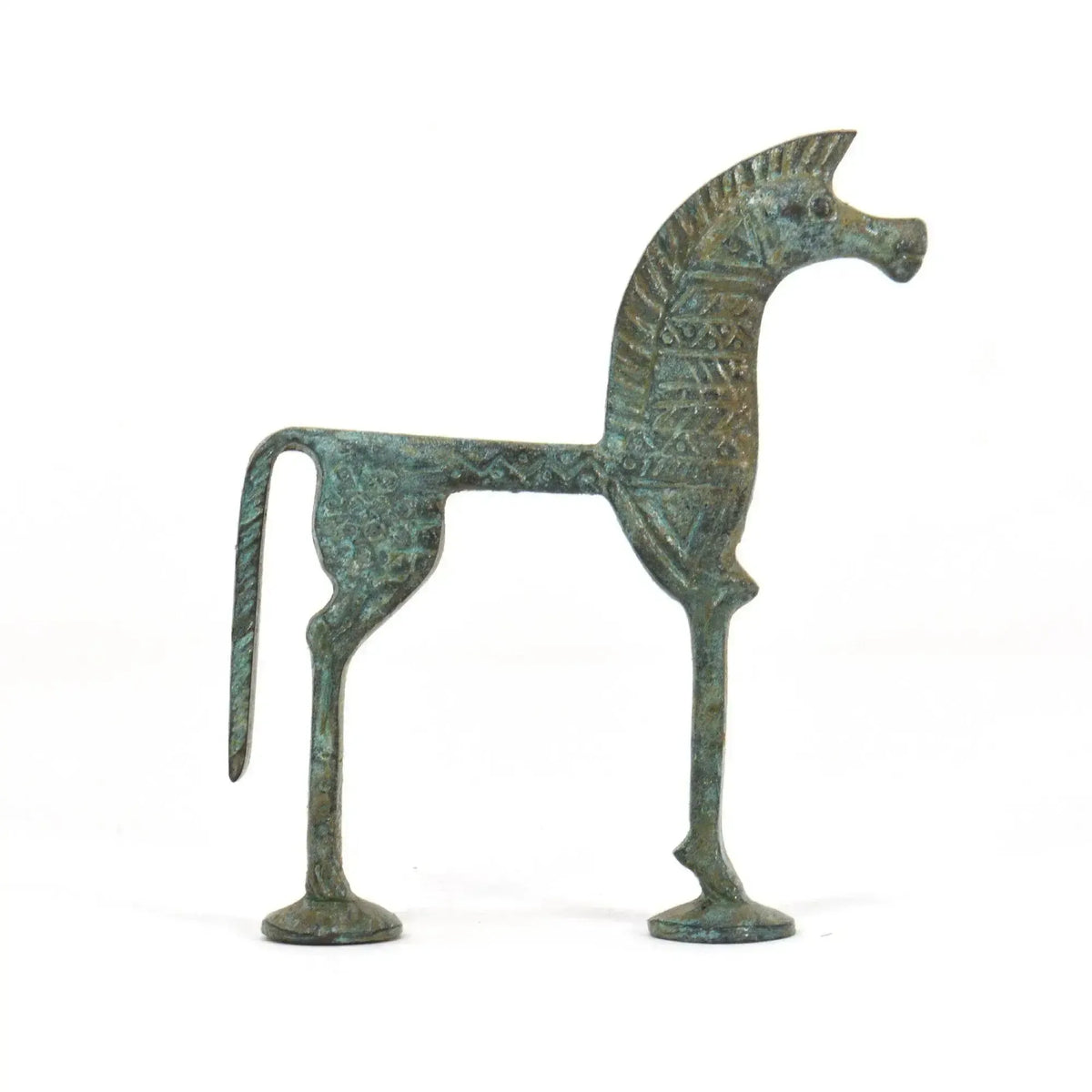 Kleine Bronzestatuette mit Darstellung eines griechischen Pferdes