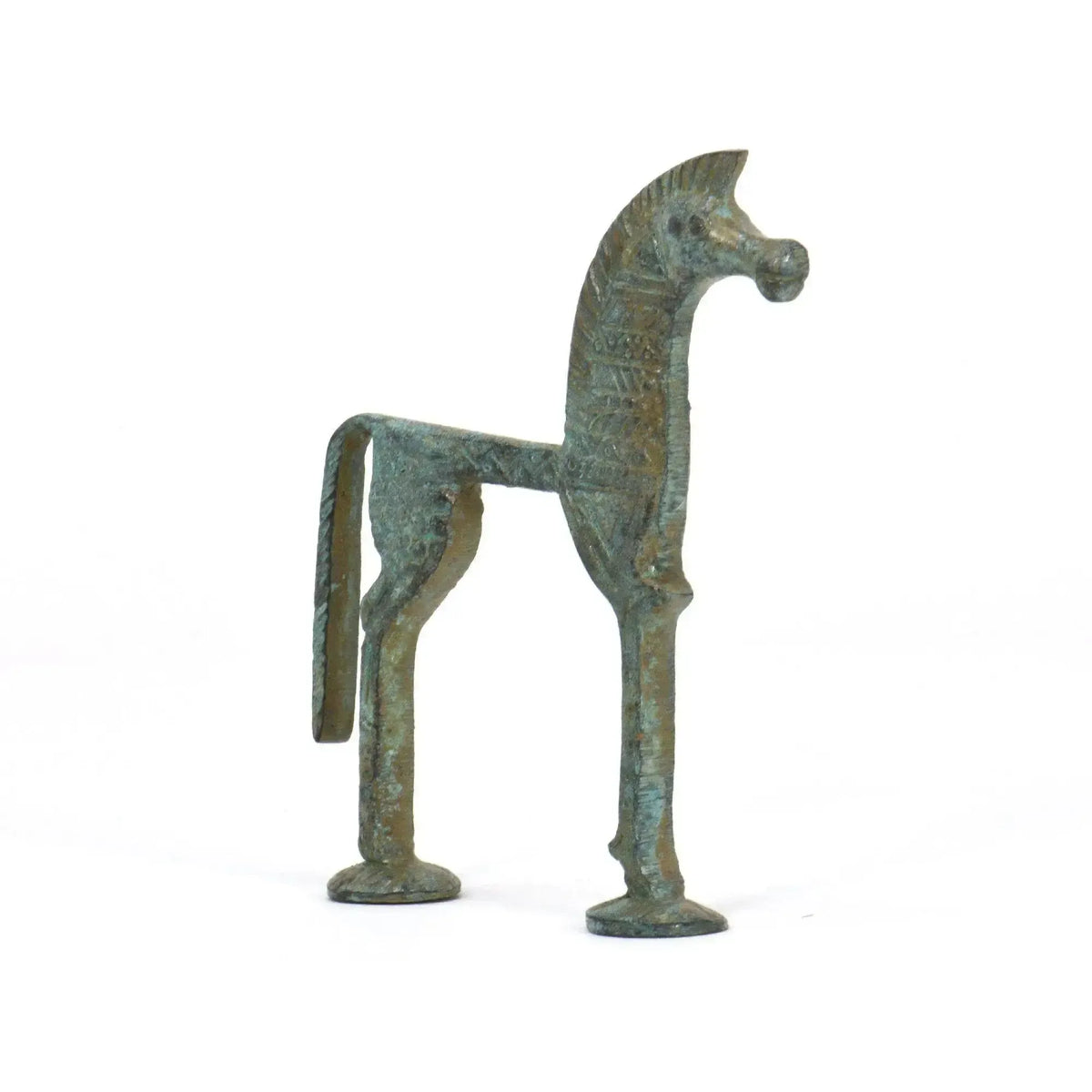 Kleines griechisches Pferd aus Bronze, dekorative Statuette