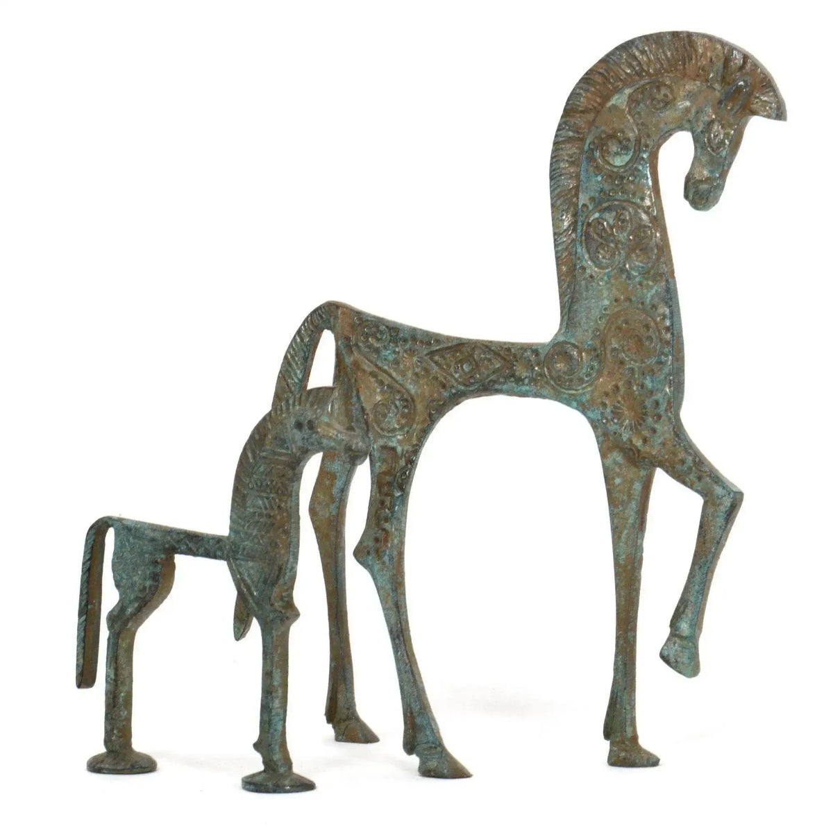 Griechische Pferdeskulptur aus Bronze, elegante Figur