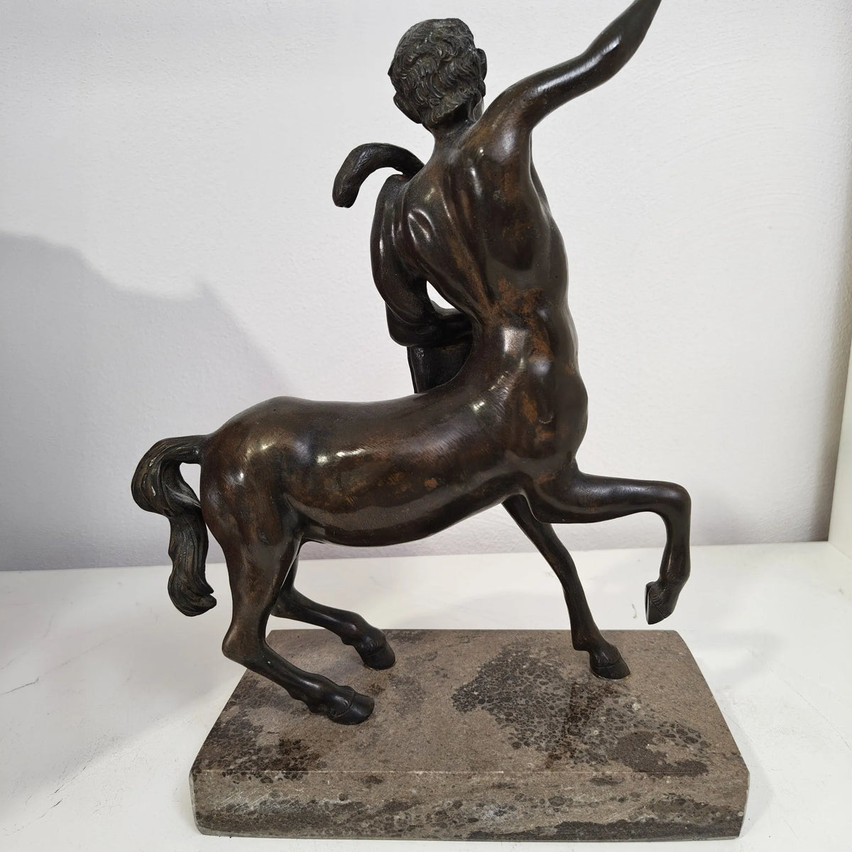 Dettaglio del corpo equino del Centauro in bronzo