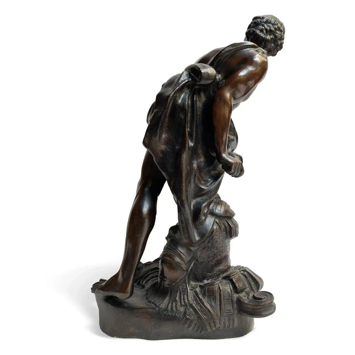 Bronzereproduktion von Berninis David; Vollständige Rückansicht.