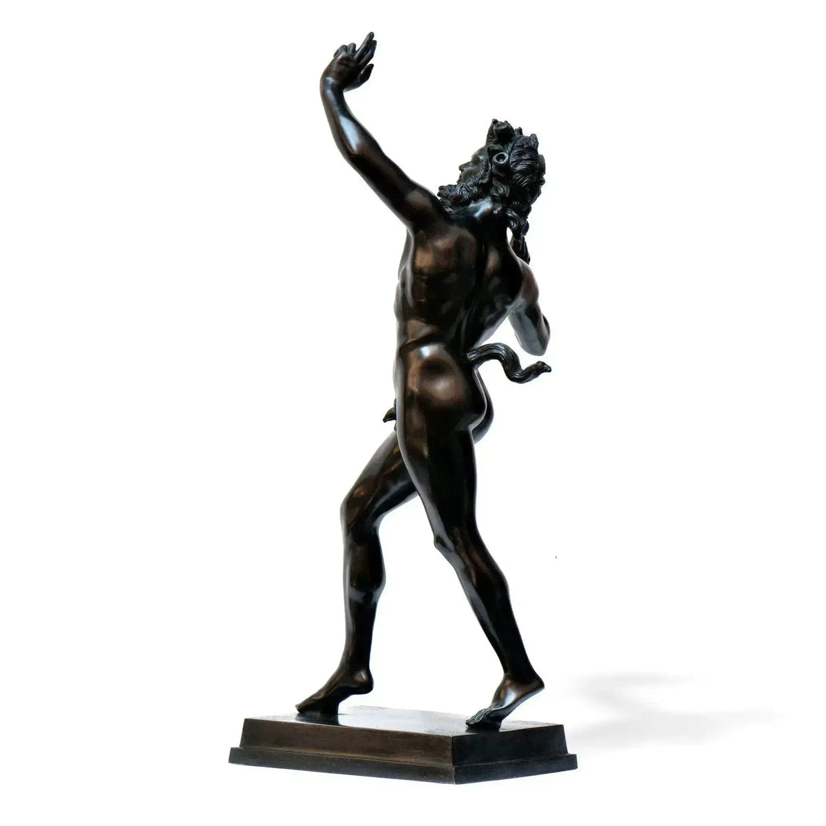 Tanzender Faun von Pompeji, schwarze Patina, Seitenansicht