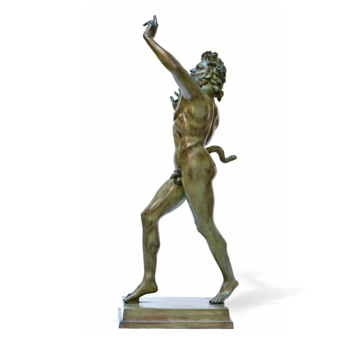 Bronzestatue des tanzenden Fauns mit grüner Patina - Bronzestatuen