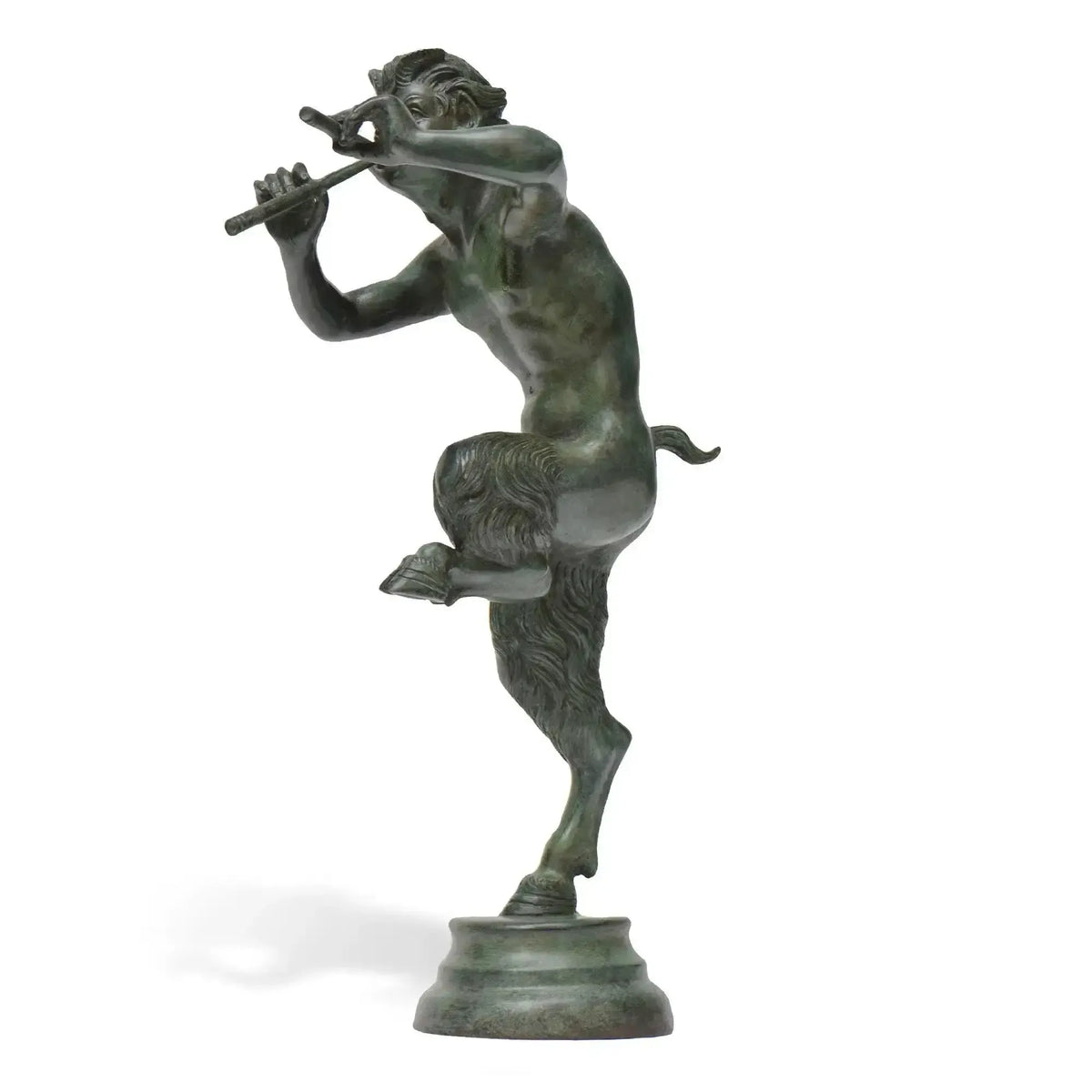 Faun mit Pfeifen Bronzeskulptur