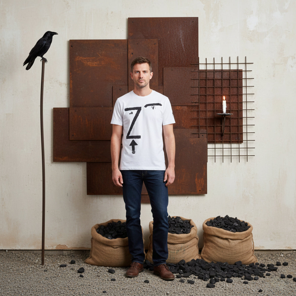 T-shirt Kounellis – Graphisme Minimaliste, Style Arte Povera