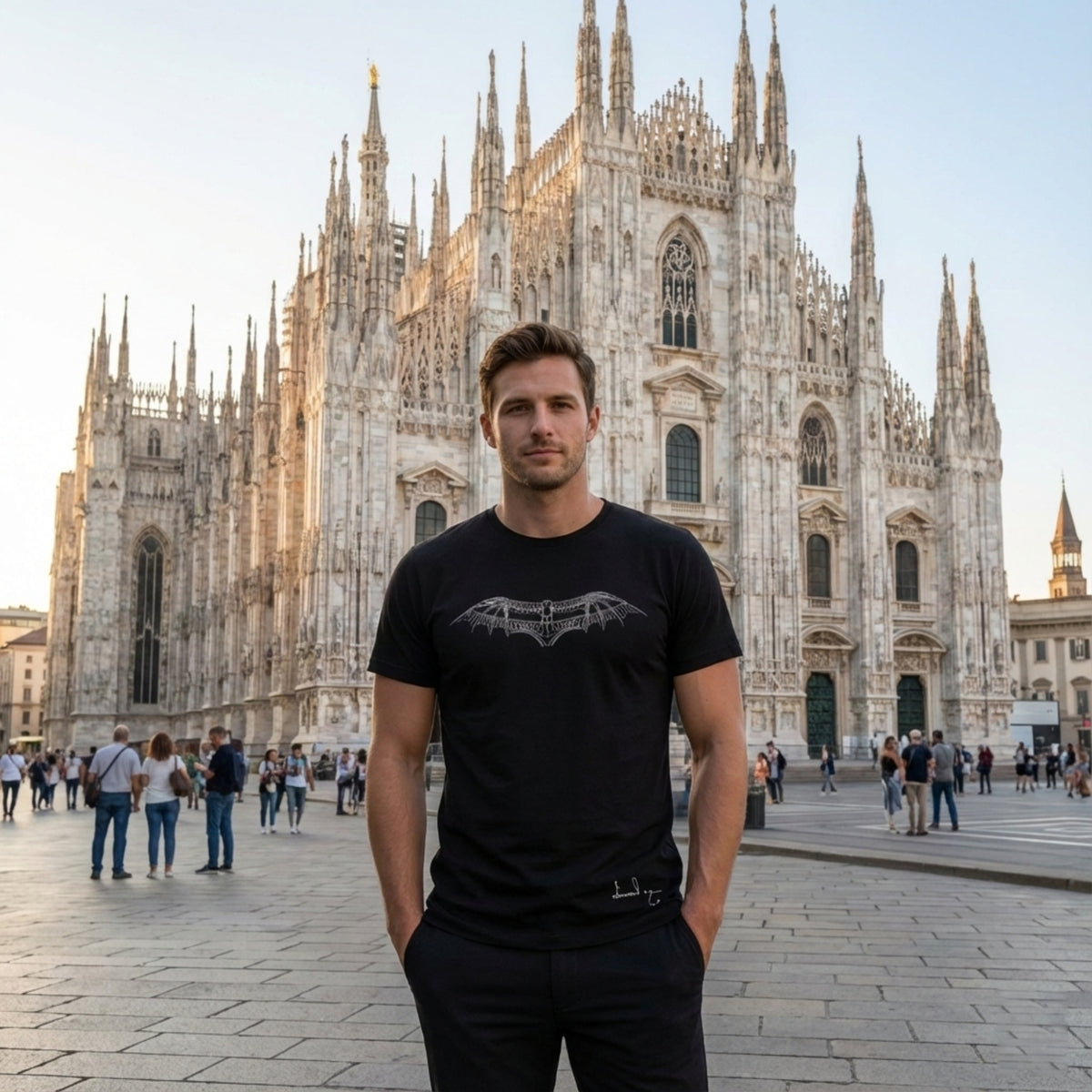 T-shirt avec design de l'aile mécanique de Léonard de Vinci