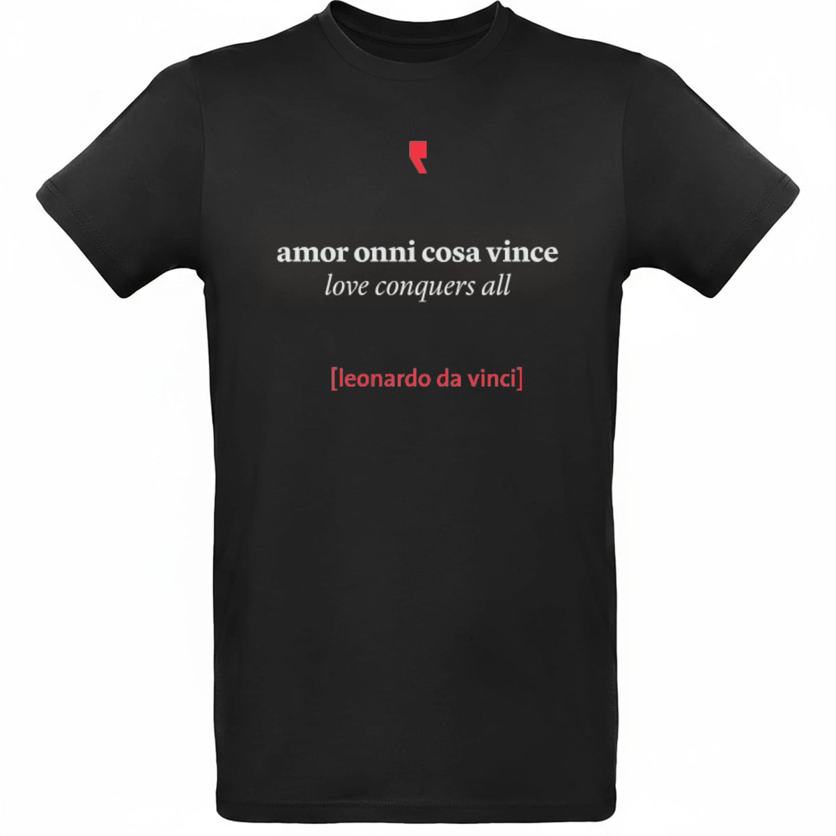 Minimalistisches T-Shirt inspiriert von Leonardo da Vinci, mit einfacher Grafik im Renaissance-Stil.