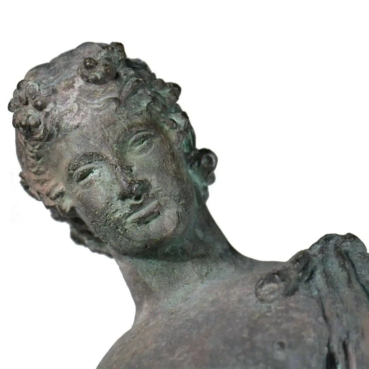 Bronzestatue von Narcissus, Nahaufnahme des Gesichts