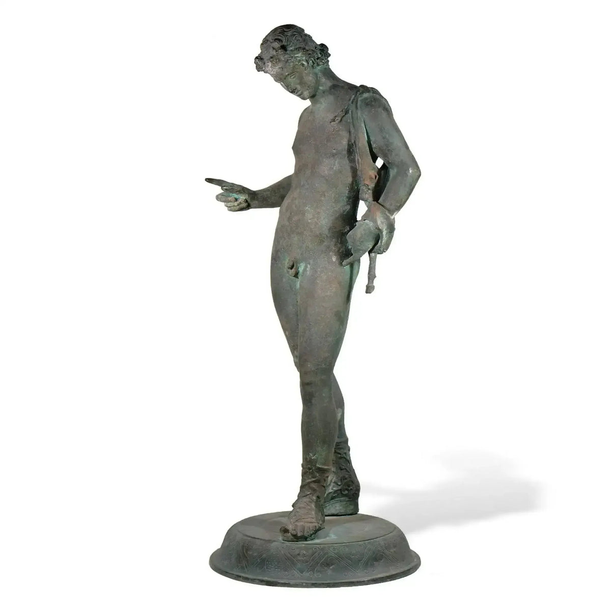 Statue en bronze de Narcisse, vue de face