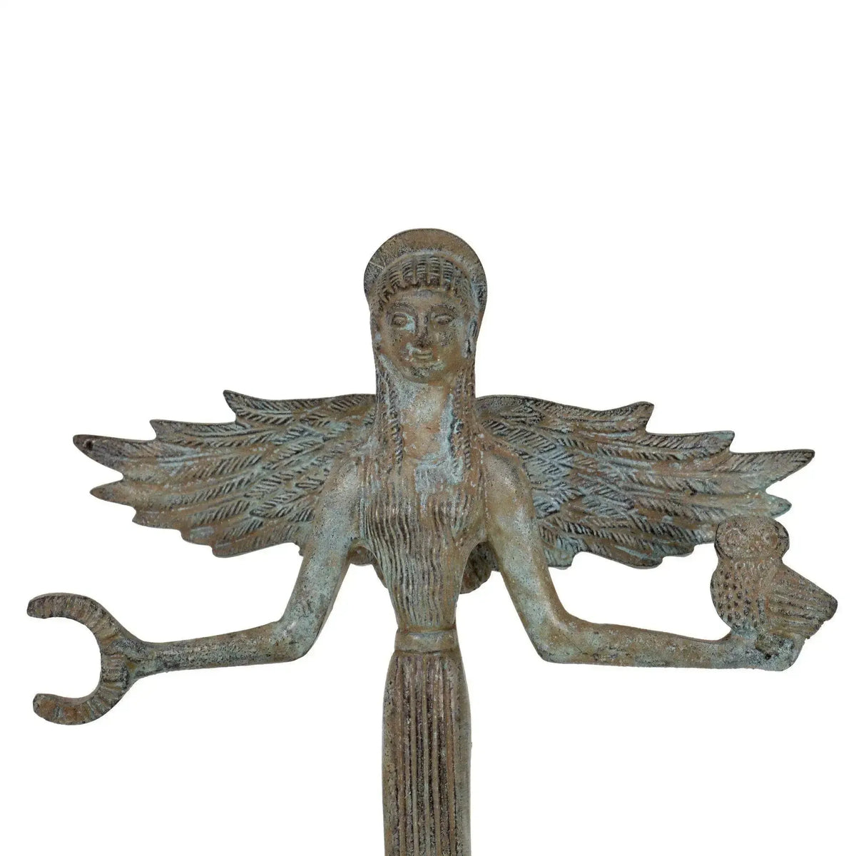 Statuette en bronze de Nike ailée sur socle en marbre