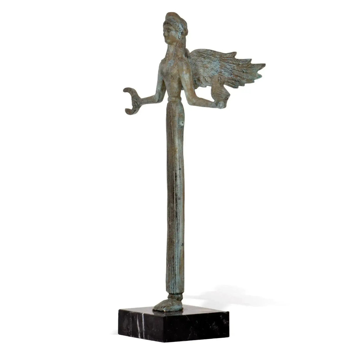 Bronzestatue der griechischen Nike, Seitenansicht