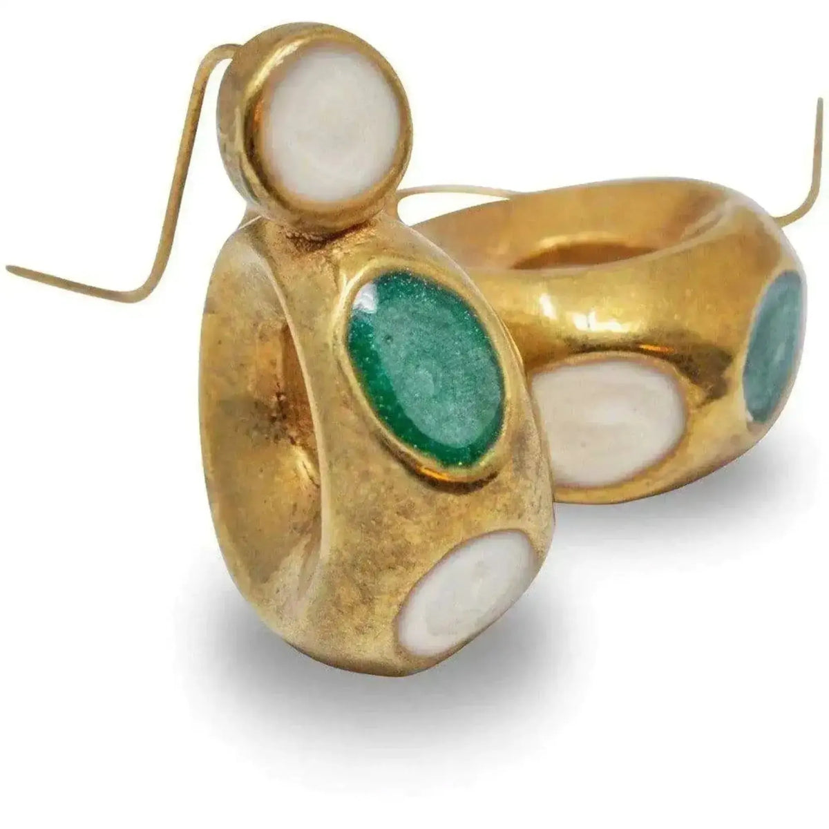 Pendientes Pompeya con piedras naturales, en plata 925 bañada en oro de 18k