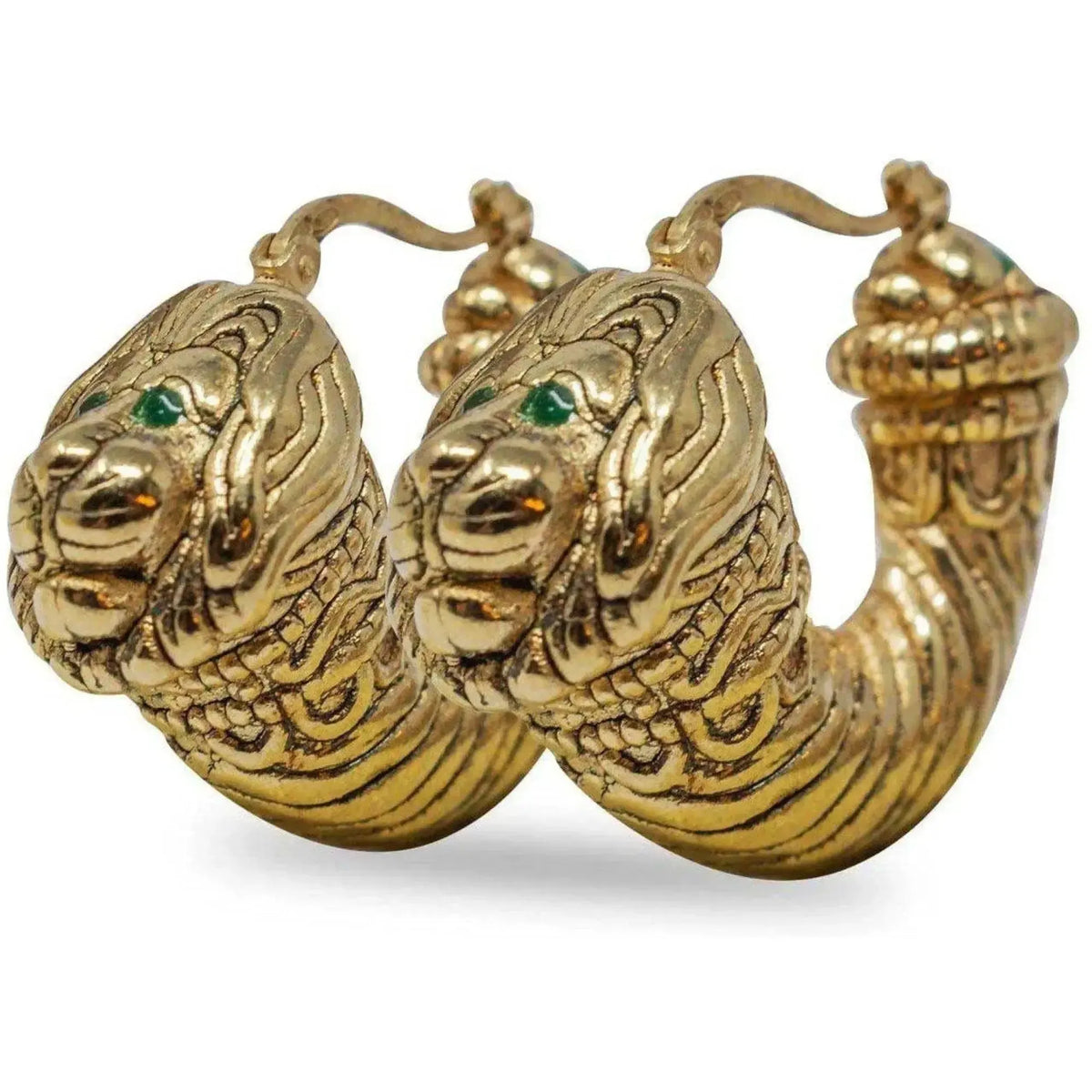Pendientes cabeza de león bañados en oro de 18k