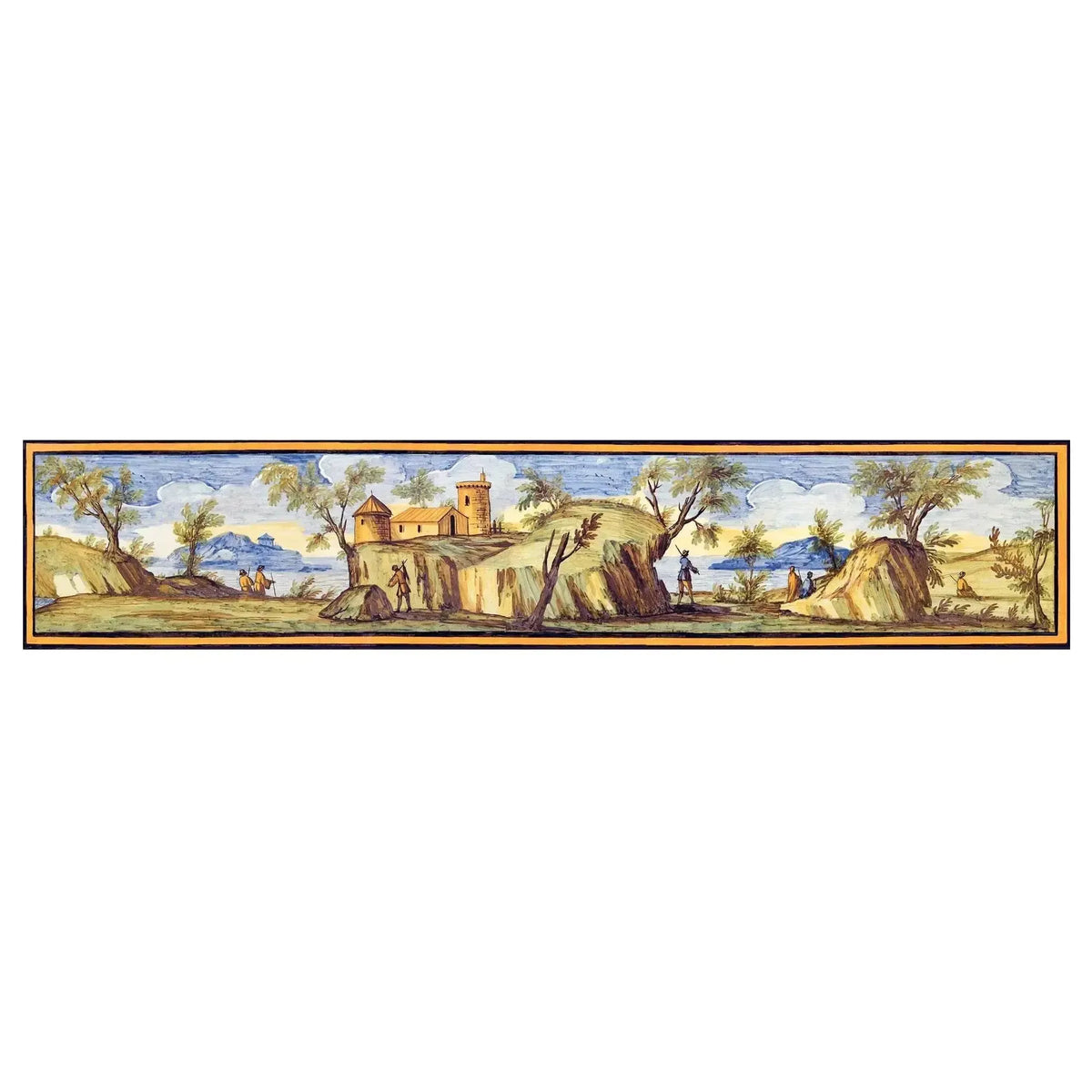 Terrakotta-Tischplatte mit kunstvoller Majolika