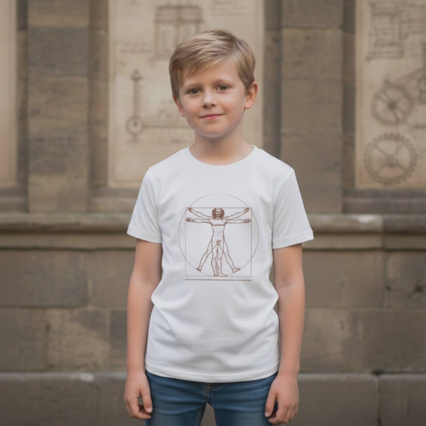 SAPEur Leonardo Da Vinci S/S Tee［YOUTH] Leonardo da Vinci T shirt - Self Portrait Sketch / Art T shirts