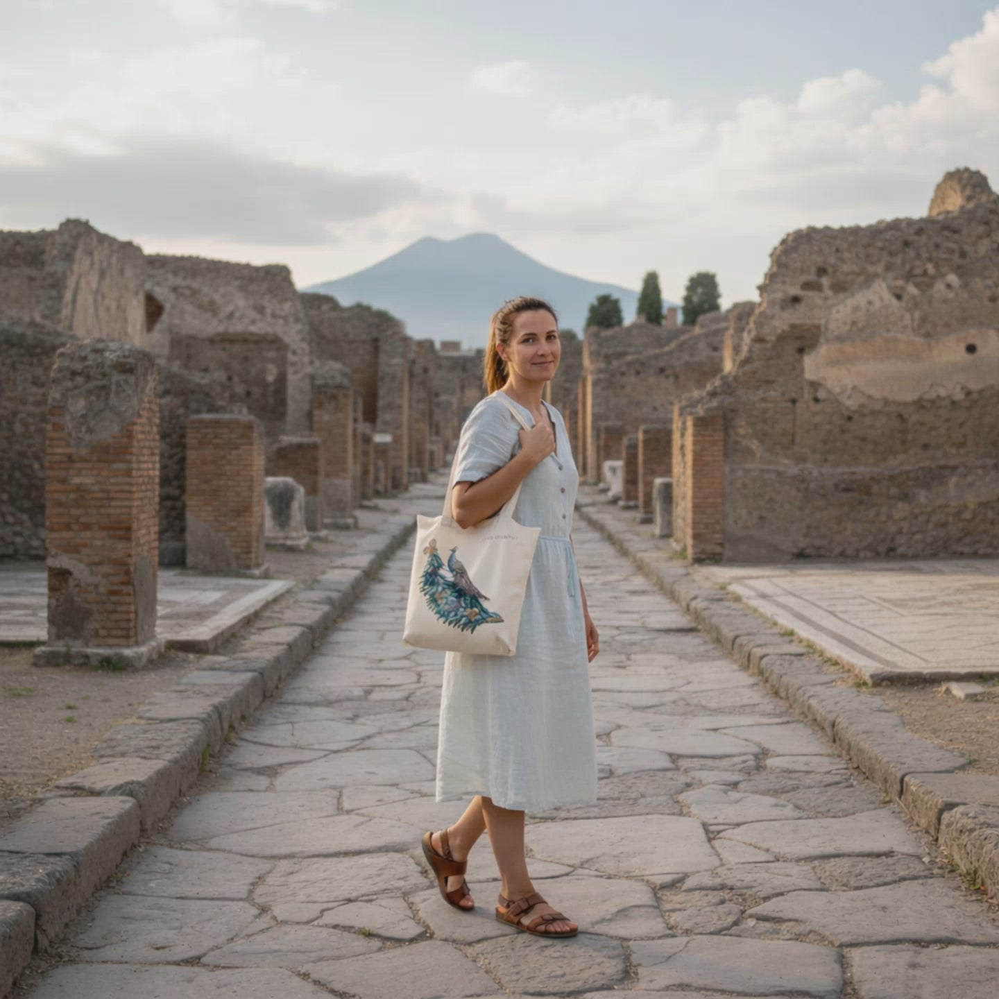 Borsa eco‑friendly con pavone storico