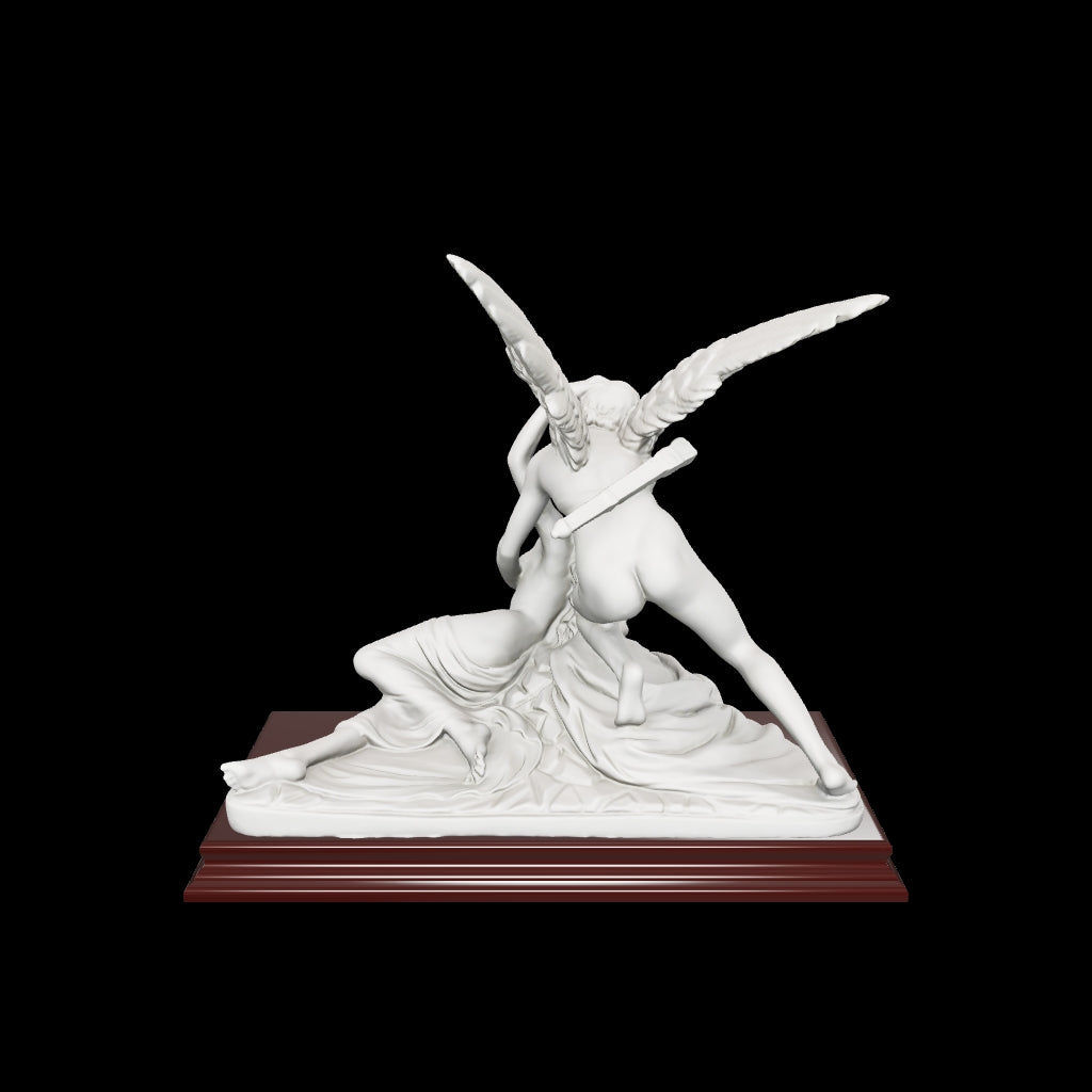 Modello 3D della statua in Marmo di Amore e Psiche su Base in Legno
