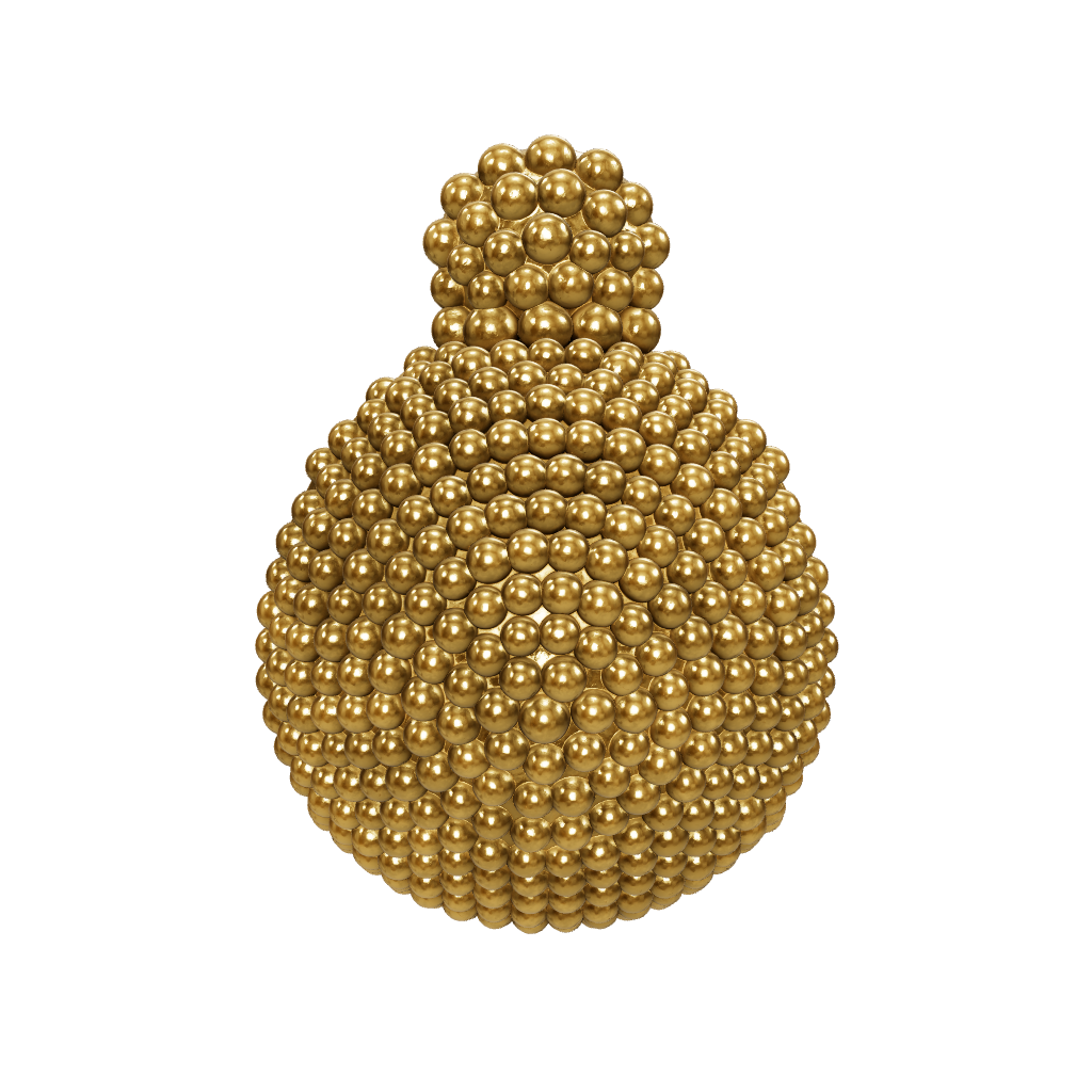 Modello 3D dell'Orecchino a spicchio di sfera decorata in argento 925 e placcati in oro 18K 
