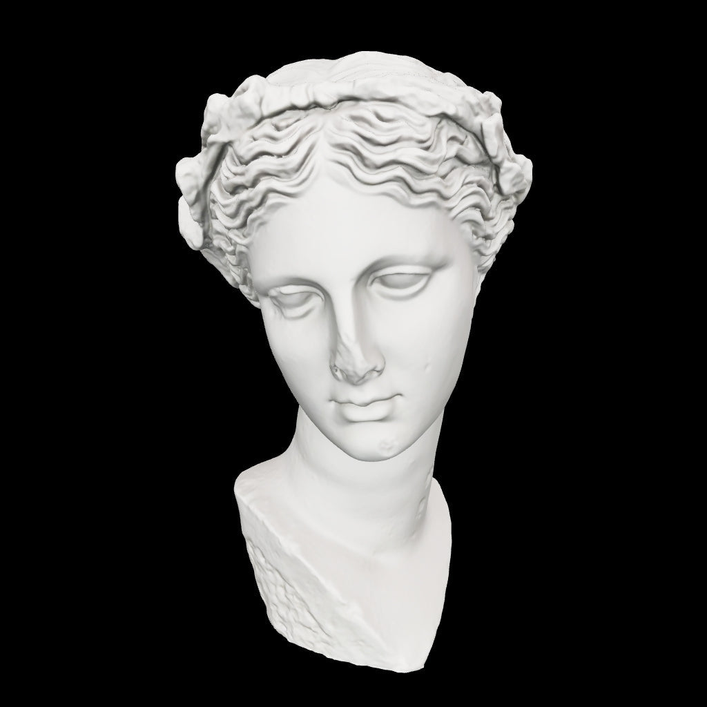Modello 3D del busto di Thalia, Musa della Commedia, in marmo bianco 