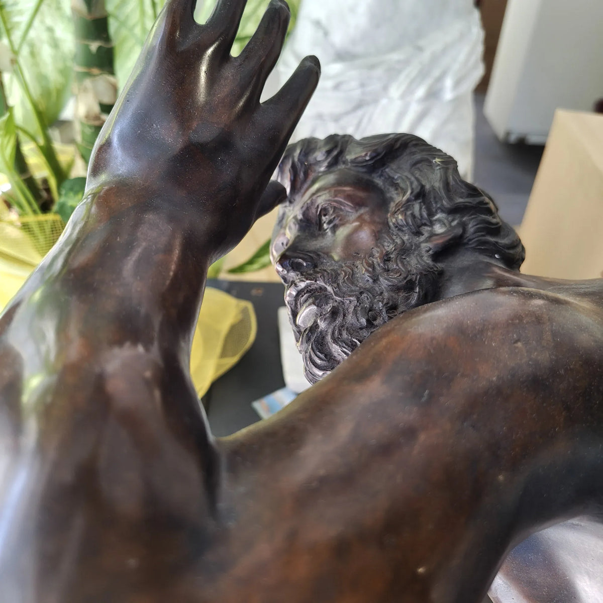 Dettaglio della muscolatura e della patina brunita del bronzo Ratto delle Sabine