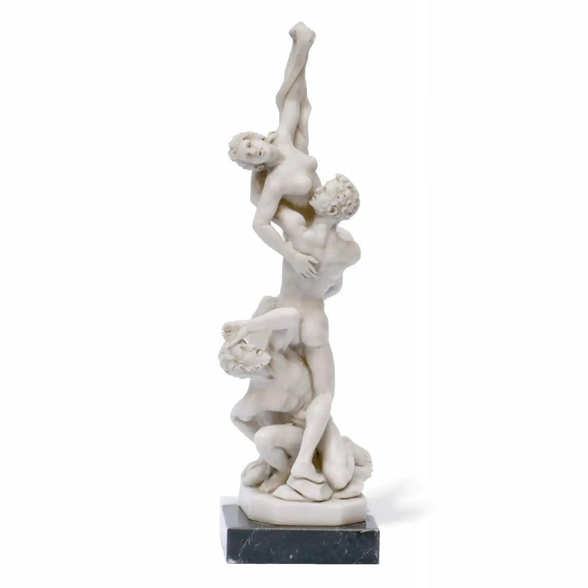  Vorderansicht der Statuette des Raubs der Sabinerinnen von Giambologna aus Marmor.