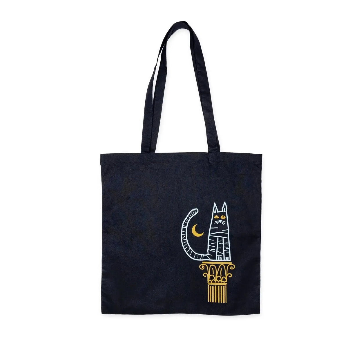 Borsa shopper Gatto su Colonna in cotone nero
