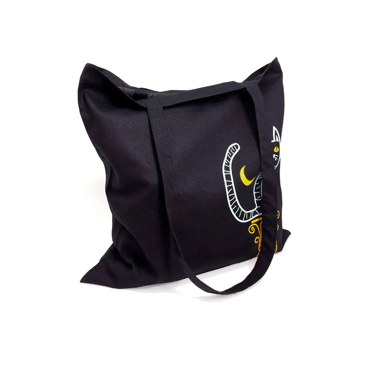 Borsa shopper Gatto su Colonna in cotone nero