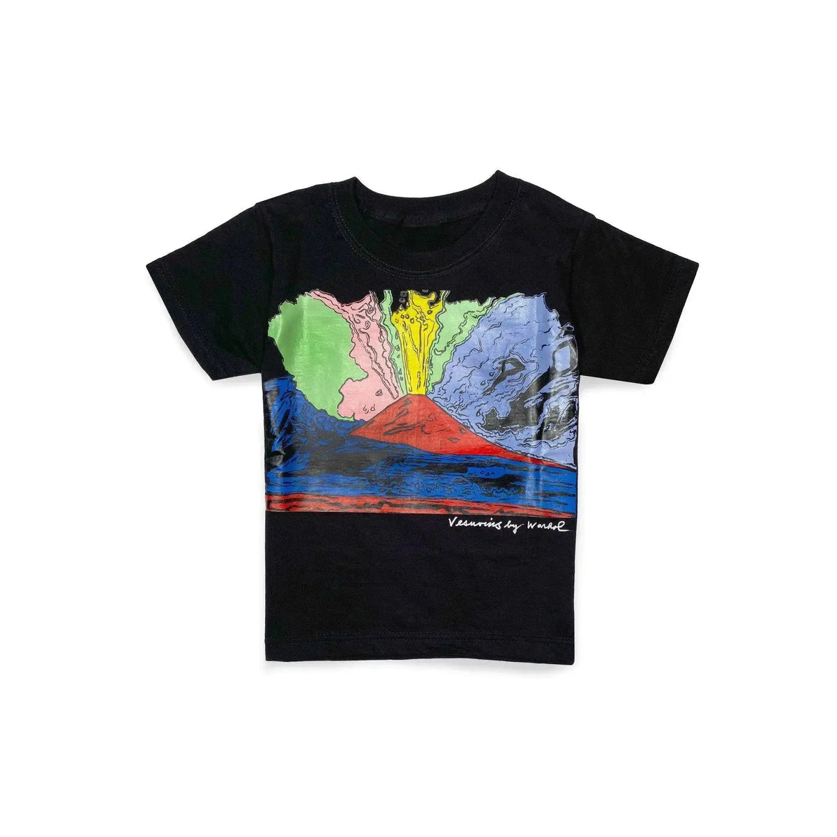 T-shirt bambino in cotone con stampa “Vesuvius” di Andy Warhol, pop art colorata.