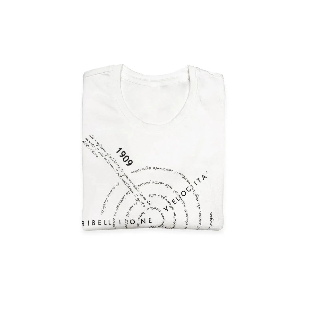 T-shirt femme "vortex" blanc, plié.