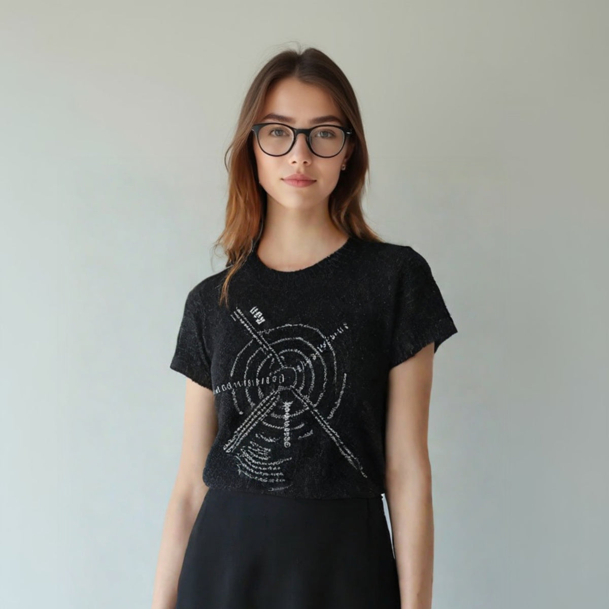 T-shirt femme en coton inspiré des affiches futuristes italiennes.